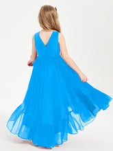 Boho Robes de Demoiselles d'Honneur Junior à Jupe en Cascade Bleu Océan