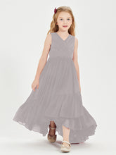 Boho Robes de Demoiselles d'Honneur Junior à Jupe en Cascade Argent