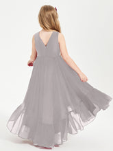 Boho Robes de Demoiselles d'Honneur Junior à Jupe en Cascade Argent