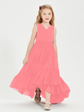 Boho Robes de Demoiselles d'Honneur Junior à Jupe en Cascade Pastèque