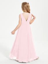 Junior Robes de Demoiselle d'Honneur Modernes à Col Cowl Asymétrique Rose Pâle