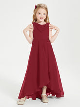 Junior Robes de Demoiselle d'Honneur Modernes à Col Cowl Asymétrique Bordeaux
