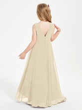 Junior Robes de Demoiselle d'Honneur Modernes à Col Cowl Asymétrique Champagne