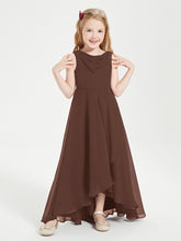 Junior Robes de Demoiselle d'Honneur Modernes à Col Cowl Asymétrique Chocolat