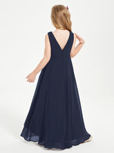 Junior Robes de Demoiselle d'Honneur Modernes à Col Cowl Asymétrique Bleu Marine