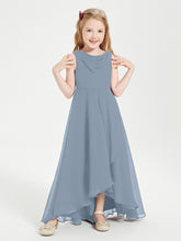Junior Robes de Demoiselle d'Honneur Modernes à Col Cowl Asymétrique Bleu Poudré