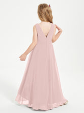 Junior Robes de Demoiselle d'Honneur Modernes à Col Cowl Asymétrique Rose Poudré