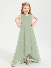 Junior Robes de Demoiselle d'Honneur Modernes à Col Cowl Asymétrique Sauge Poudrée