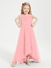 Junior Robes de Demoiselle d'Honneur Modernes à Col Cowl Asymétrique Flamant
