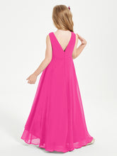 Junior Robes de Demoiselle d'Honneur Modernes à Col Cowl Asymétrique Fuchsia