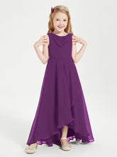 Junior Robes de Demoiselle d'Honneur Modernes à Col Cowl Asymétrique Raisin