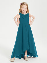 Junior Robes de Demoiselle d'Honneur Modernes à Col Cowl Asymétrique Bleu Encre