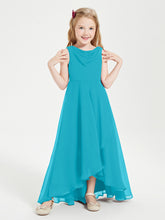 Junior Robes de Demoiselle d'Honneur Modernes à Col Cowl Asymétrique Jade