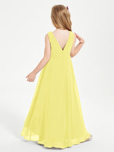 Junior Robes de Demoiselle d'Honneur Modernes à Col Cowl Asymétrique Citron