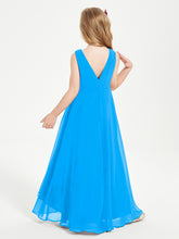 Junior Robes de Demoiselle d'Honneur Modernes à Col Cowl Asymétrique Bleu Océan