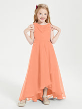 Junior Robes de Demoiselle d'Honneur Modernes à Col Cowl Asymétrique Papaye