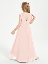 Junior Robes de Demoiselle d'Honneur Modernes à Col Cowl Asymétrique Rose Perle