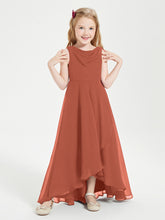 Junior Robes de Demoiselle d'Honneur Modernes à Col Cowl Asymétrique Rouille