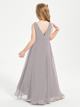 Junior Robes de Demoiselle d'Honneur Modernes à Col Cowl Asymétrique Argent