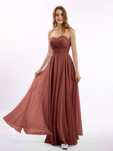 Robes Demoiselle d'honneur Sans Bretelles Mousseline Plissées terracotta