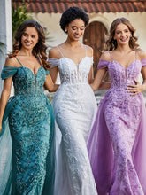 Robe de Soirée en Tulle Fourreau à Bretelles Spaghetti Lilas