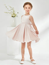 Jolie Robe de Fille Plissée à Col en Scoop avec Longueur aux Genoux Pétale Rose