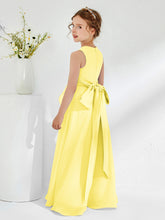 Robes de Demoiselle d'Honneur Junior à Col en Bateau avec Volants Citron