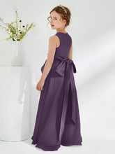Robes de Demoiselle d'Honneur Junior à Col en Bateau avec Volants Plum