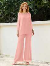 Pantsuit Perlé en Mousseline à Col en Scoop Longueur au Sol Corail