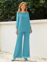 Pantsuit Perlé en Mousseline à Col en Scoop Longueur au Sol Piscine