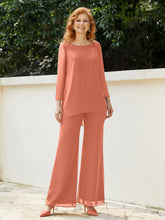 Pantsuit Perlé en Mousseline à Col en Scoop Longueur au Sol Crépuscule