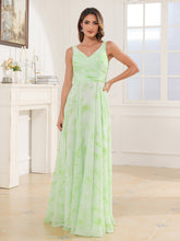 Col en V Mousseline Robe Longue avec Nœud Sage Dream