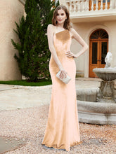 Robe Fourreau en Velours à Une Épaule et Bretelles Spaghetti Champagne