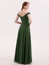 Robe Hors de l'épaule Pleine Longueur Mousseline Olive Verte