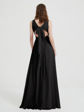 Dos Ouvert Mousseline Robes Avec Col En V Noir