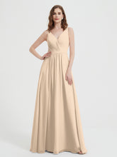 Dos Ouvert Mousseline Robes Avec Col En V Champagne
