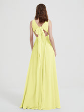 Dos Ouvert Mousseline Robes Avec Col En V Jonquille