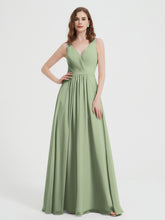 Dos Ouvert Mousseline Robes Avec Col En V Sauge Poudrée