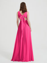 Dos Ouvert Mousseline Robes Avec Col En V Fuchsia
