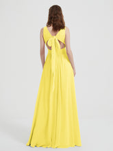 Dos Ouvert Mousseline Robes Avec Col En V Citron