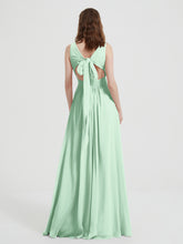 Dos Ouvert Mousseline Robes Avec Col En V Vert Menthe