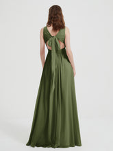 Dos Ouvert Mousseline Robes Avec Col En V Olive Verte