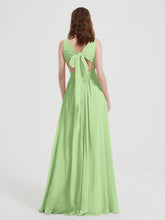 Dos Ouvert Mousseline Robes Avec Col En V Sauge