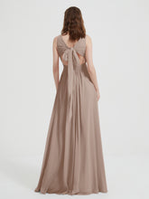 Dos Ouvert Mousseline Robes Avec Col En V Taupe