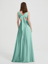 Dos Ouvert Mousseline Robes Avec Col En V Turquoise