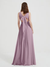 Dos Ouvert Mousseline Robes Avec Col En V Vintage Mauve