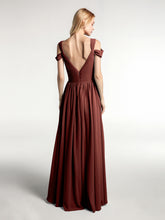 Robe Longue Taille Empire à Hors de l'Épaule avec Fente terracotta
