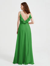 Spaghetti Bretelles Col En V Robes Avec Fente Vert