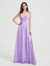 Spaghetti Bretelles Col En V Robes Avec Fente Lilas
