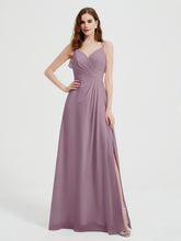 Spaghetti Bretelles Col En V Robes Avec Fente Vintage Mauve
